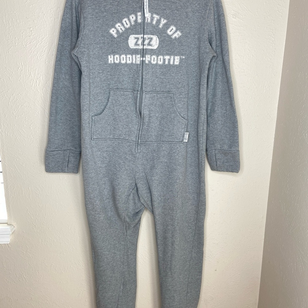 Hoodie Footie Hers Gray One Piece Pajamas by Pajamagram Adult Medium